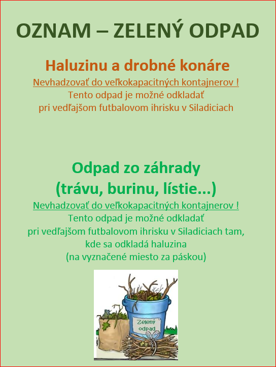 OZNAM - ZELENÝ ODPAD