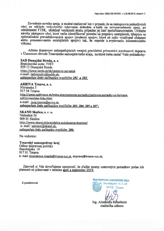 OZNAM - Zmeny CP 2018/2019